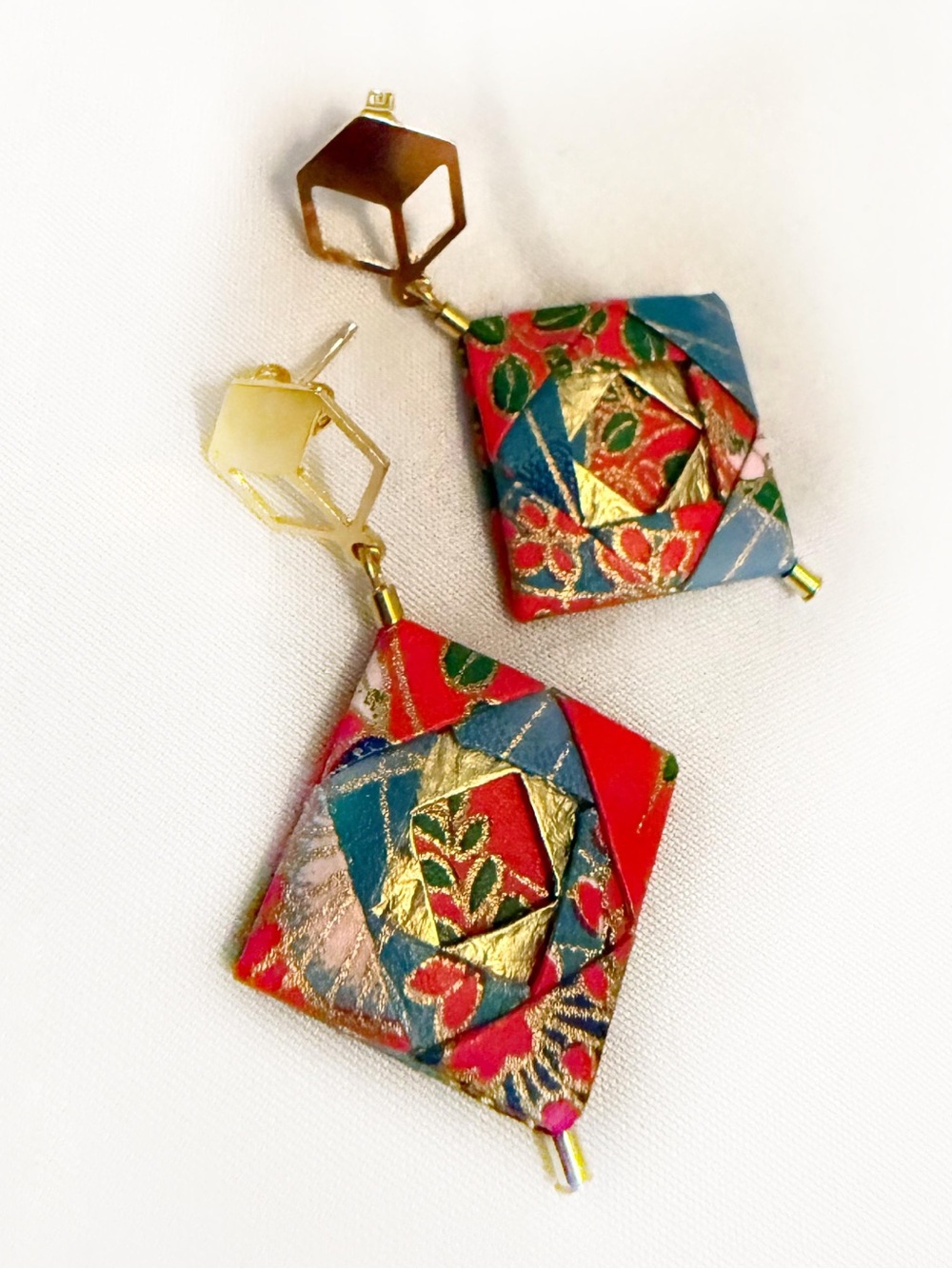 Boho paper origami statement earrings